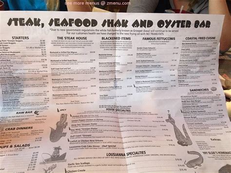 Menu for Cherry Pocket Steak n Seafood in Lake。